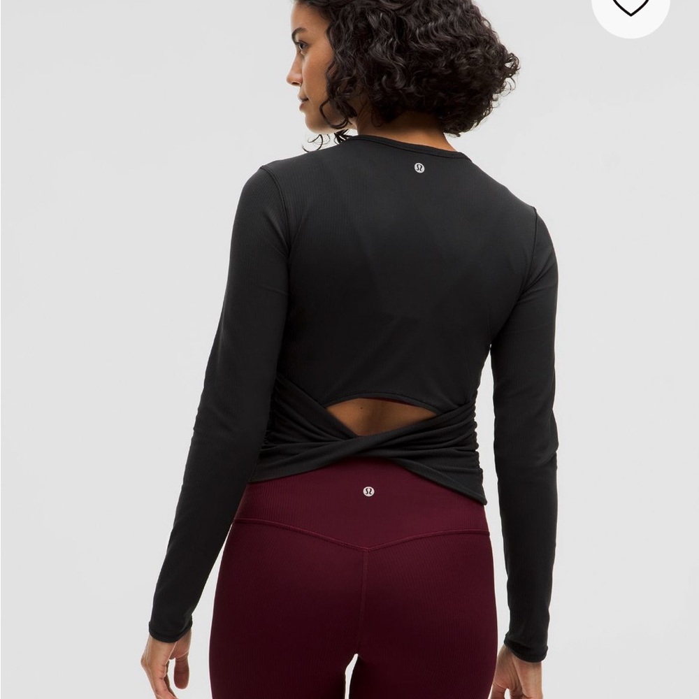 Lululemon All It Takes Back-Twist Ribbed Long Sleeve Top size 4 Black